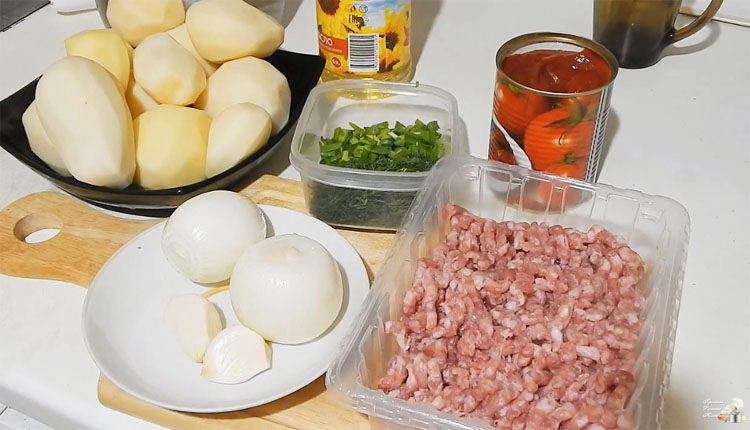 картошка тушёная с фаршем