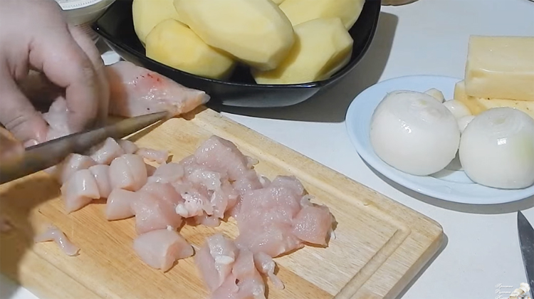 картошка с курицей в духовке