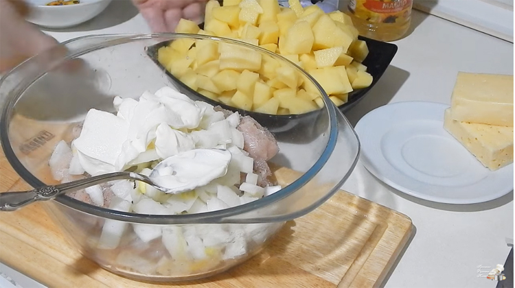 картошка с курицей в духовке
