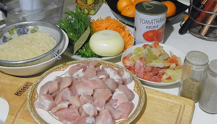 рис со свининой и овощами
