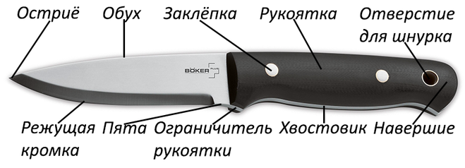 тупая сторона ножа - обух