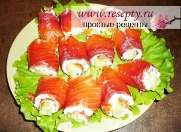 Рулетики из красной рыбы