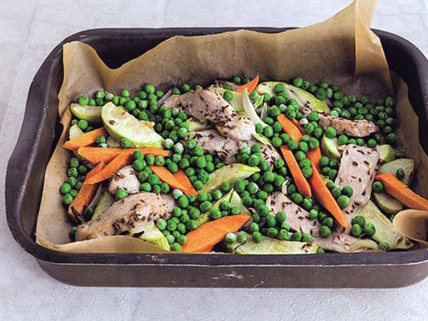 Рагу из индейки с кабачками в духовке